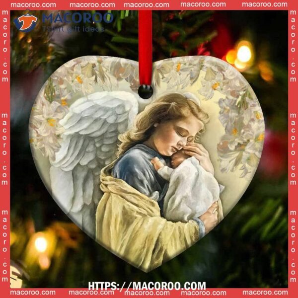 Angel Floral So Warmth Heart Ceramic Ornament, Angel Christmas Ornaments