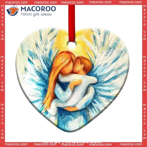 Angel Mom And Baby So Lovely Heart Ceramic Ornament, Hallmark Angel Ornaments