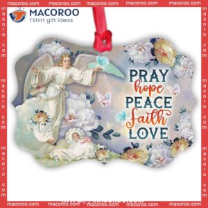 Angel Pray Hope Peace Faith Love Metal Ornament, Angel Christmas Decor