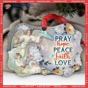Angel Pray Hope Peace Faith Love Metal Ornament, Angel Christmas Decor