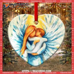 Angel With True Love Heart Ceramic Ornament, Angel Wings Ornament