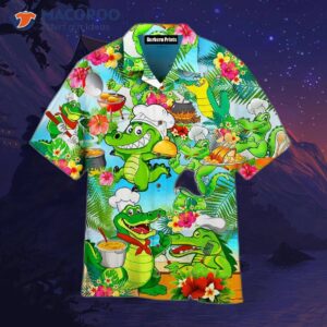 Animals, Alligator Chef, Green Hawaiian Shirts