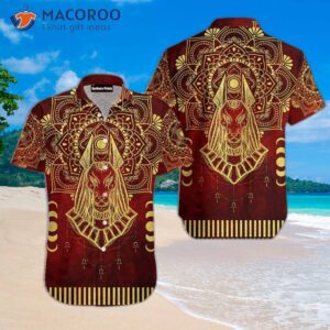 Anubis Pattern In Red Hawaiian Shirts