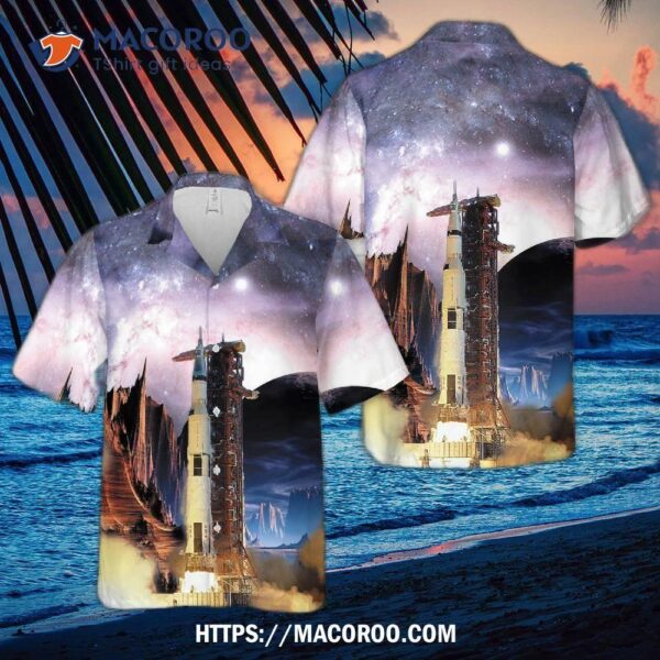 Apollo 11 Saturn V Rocket Hawaiian Shirt