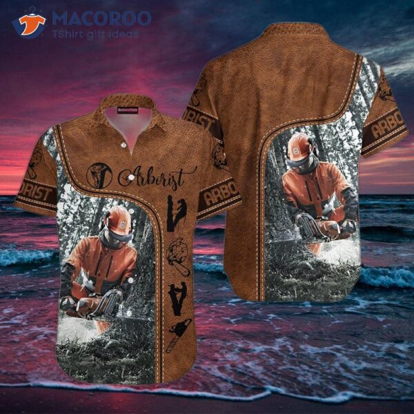 Arborist Tree Cutter Brown Hawaiian-style Shirts