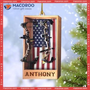 Archery Hunting American Flag Custom-shaped Photo Christmas Acrylic Ornament