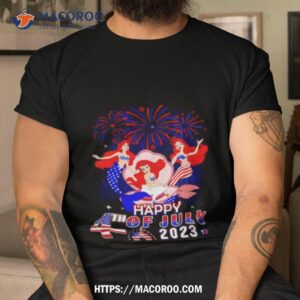 Ariel Mermaid Red Blue Fireworks Happy 4th Of July 2023 Independenshirt