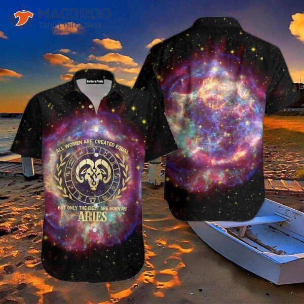 Aries Galaxy Horoscope Black And Purple Hawaiian Shirts