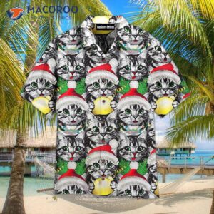 Around Me, Christmas Cat Pattern Hawaiian Shirts