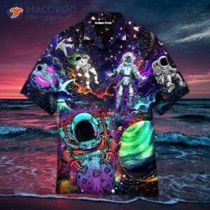 astronaut in a colorful universe hawaiian shirt 1