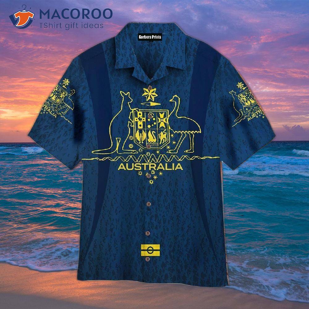 Australia Kangaroo Passport Style Animal Blue Hawaiian Shirts
