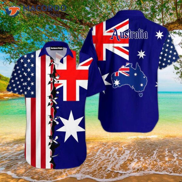 Australian Flag Blue Hawaiian Shirts