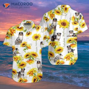 australian shepherd dog hawaiian sunflower shirt 0
