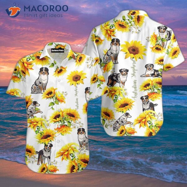 Australian Shepherd Dog Hawaiian Sunflower Shirt