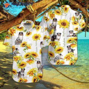 australian shepherd dog hawaiian sunflower shirt 1