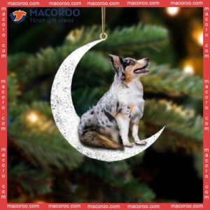 Australian Shepherd Sitting On The Moon Custom-shaped Christmas Acrylic Ornament