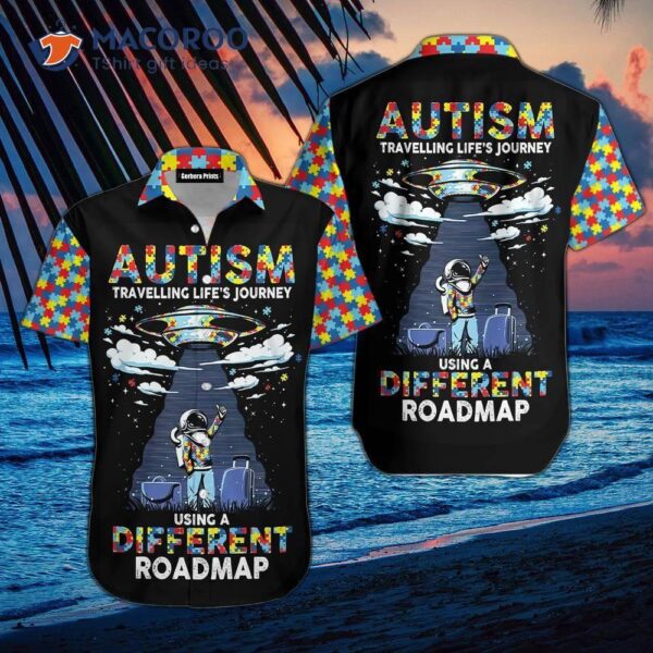 Autism Awareness Colorful Puzzle Black Hawaiian Shirt