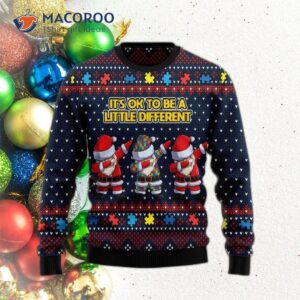 Autism Awareness Funny Santas; It’s Ok To Be A Little Different; Ugly Christmas Sweater