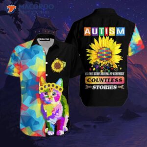 Autism Awareness Sunflower Cat Hawaiian-style Shirts