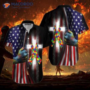 autism themed american flag hawaiian shirts 1