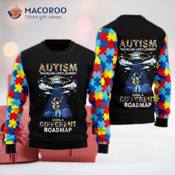 Autism Using A Different Roadmap Ugly Christmas Sweater