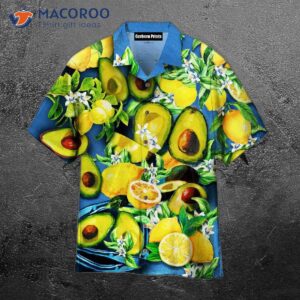 Avocado-print Tropical Blue Hawaiian Shirts