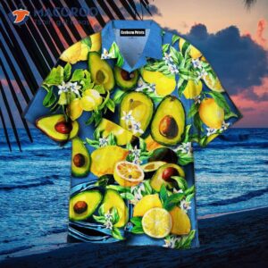 Avocado-print Tropical Blue Hawaiian Shirts