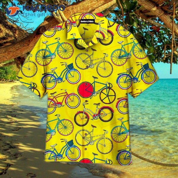 Awesome Bicycle Riders In Summery Yellow Hawaiian Shirts