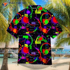Awesome Bowling In Space With Colorful Hawaiian Light Shirts