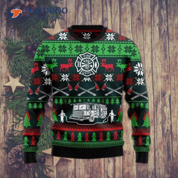 Awesome Firefighter Ugly Christmas Sweater