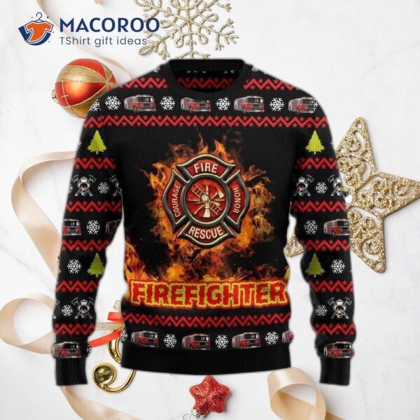 Awesome Firefighter Ugly Christmas Sweater