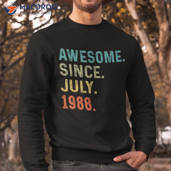 Awesome Since July 1988 35th Birthday Retro 35 Year Old Bday Shirt