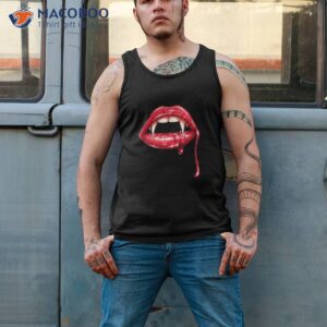 awesome vampire fangs lips halloween trick or treat shirt tank top 2