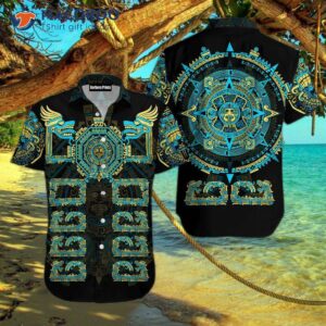 Aztec-pattern Hawaiian Shirts From Mexico Featuring Quetzalcoatl