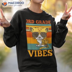 back to school 3rd grade vibes leopard cat teacher kid lover shirt sweatshirt 2