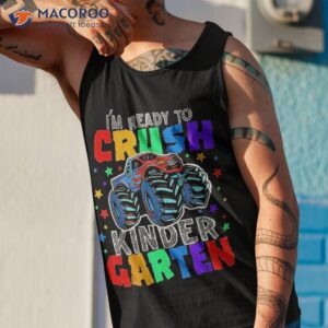 back to school crush pre kindergarten monster truck dinosaur shirt tank top 1