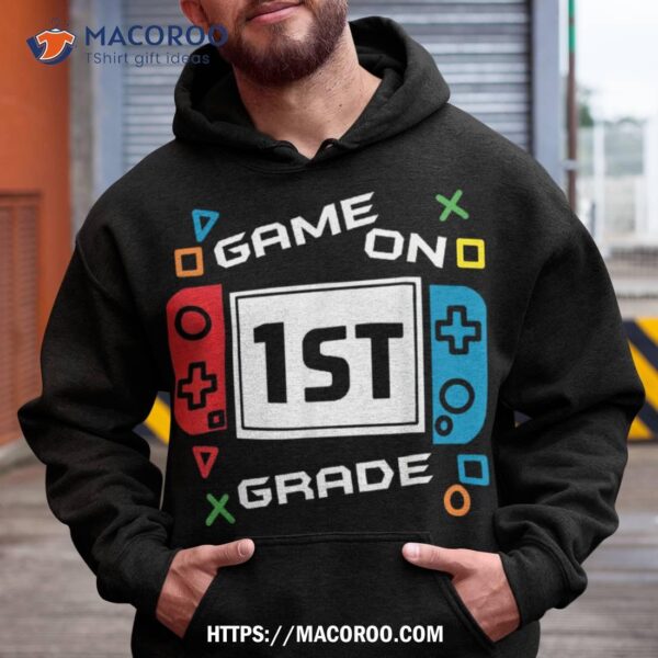 Back To School Game On 1st Grade Funny Gamer Kids Boys Shirt