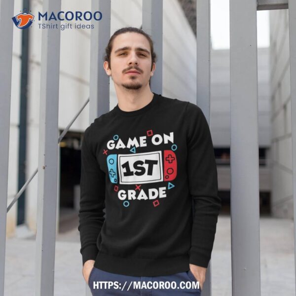 Back To School Game On 1st Grade Funny Gamer Kids Boys Shirt