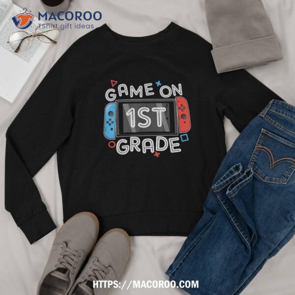 Back To School Game On 1st Grade Funny Gamer Kids Boys Shirt