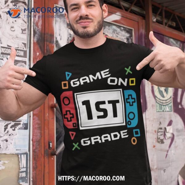 Back To School Game On 1st Grade Funny Gamer Kids Boys Shirt