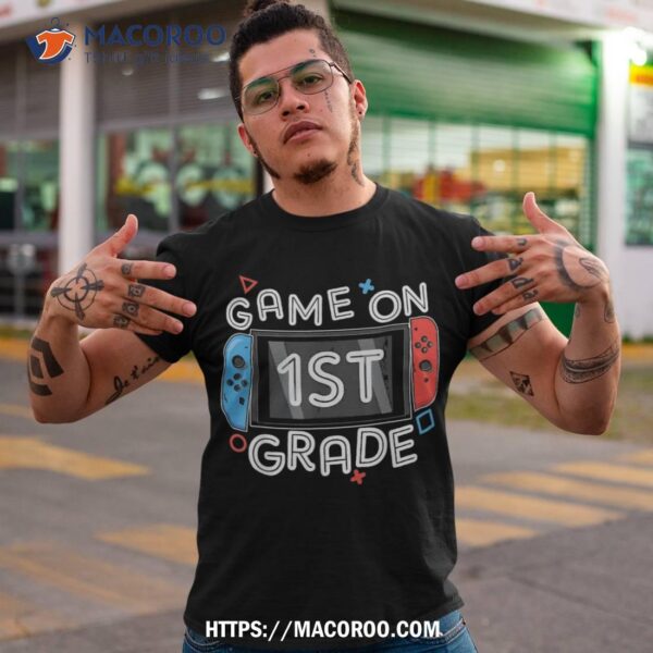 Back To School Game On 1st Grade Funny Gamer Kids Boys Shirt