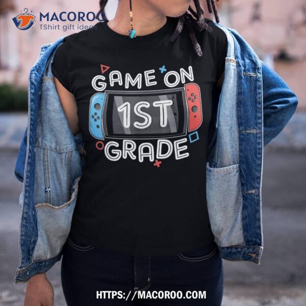 Back To School Game On 1st Grade Funny Gamer Kids Boys Shirt