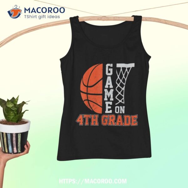Back To School Game On 4th Grade Funny Basketball Kids Shirt