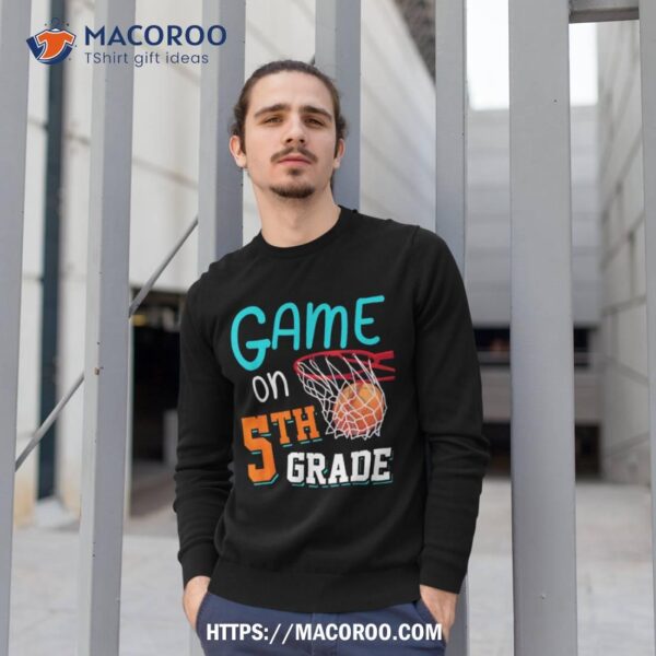 Back To School Game On 5th Grade Funny Basketball Kids Shirt