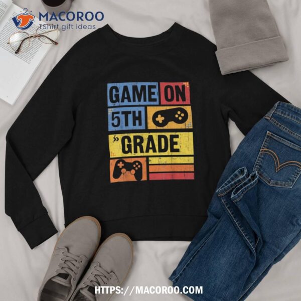 Back To School Game On 5th Grade Funny Gamer Kids Boys Shirt