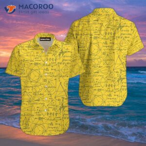 Back-to-school Math Education Pattern Yellow Hawaiian Shirts