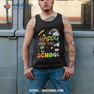 back to school shirt happy first day of school teachers kids shirt tank top 2