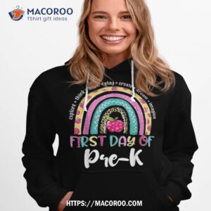 back to school shirt rainbow happy first day of pre k gift hoodie 1