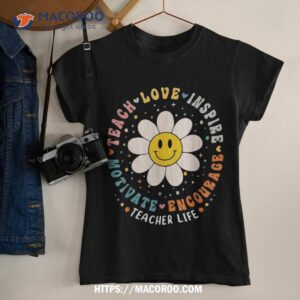 Back To School Teach Love Inspire Retro Teacher Daisy Flower Shirt, Halloween Treat Gifts