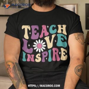 back to school teach love inspire retro teachers kids shirt tshirt